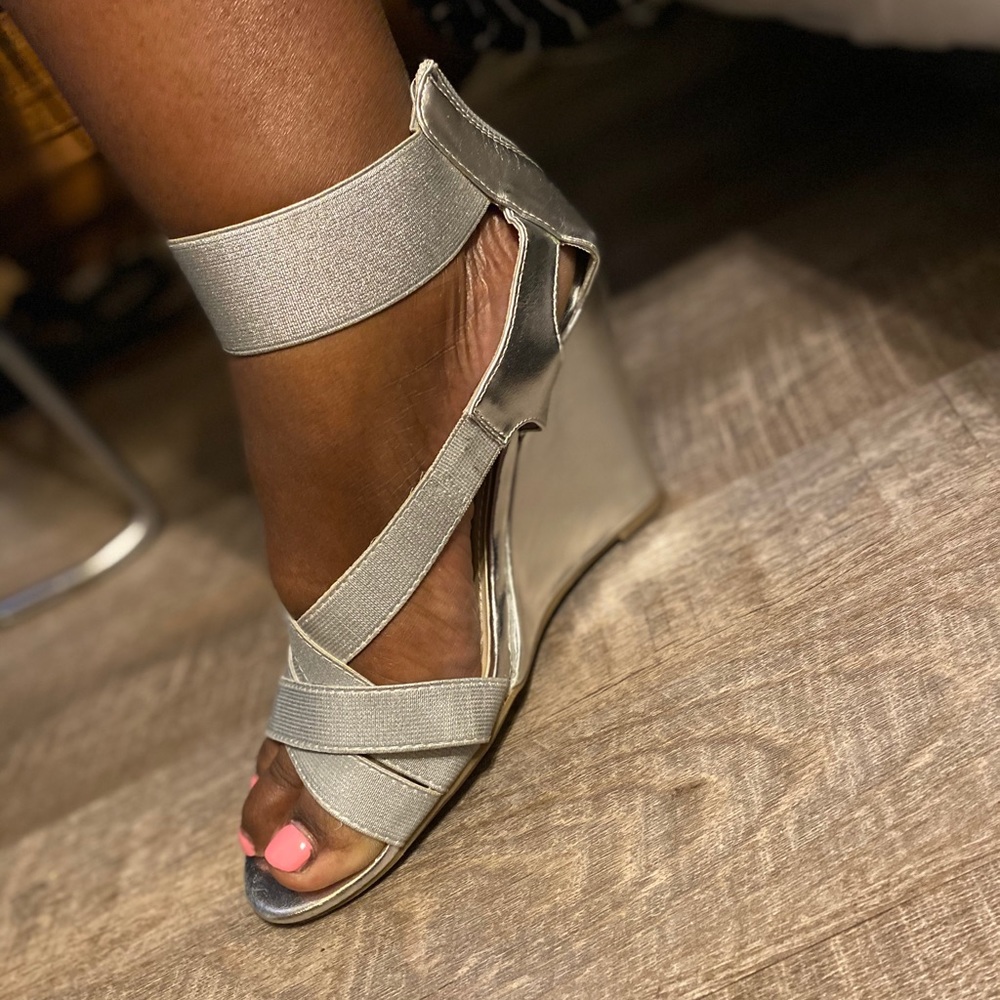 Silver Wedge Sandals